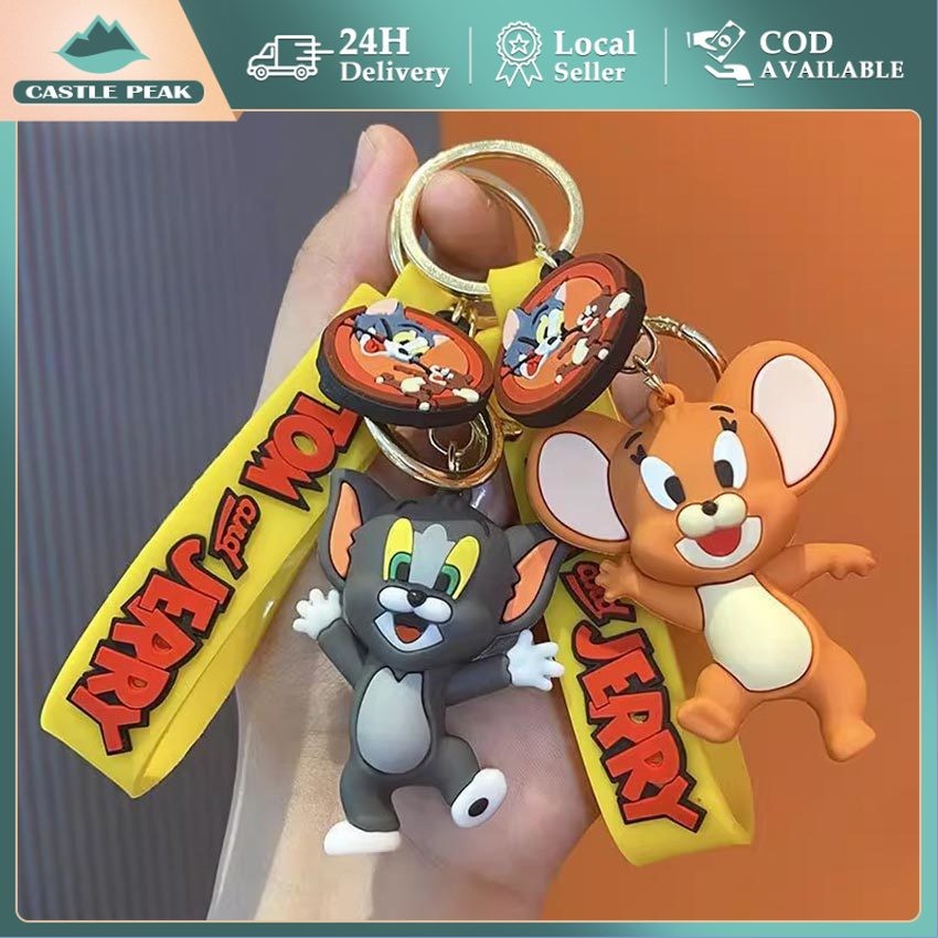 Gantungan Kunci Kartun Tom dan Jerry - Aksesoris Boneka Bulu untuk Tas Ransel Mobil Motor Koper Gant