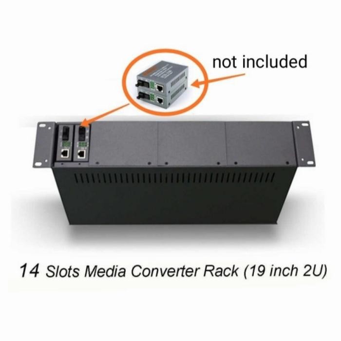 Mount Rack Media Converter HTB 2U 14 Slot Dua Power Supply