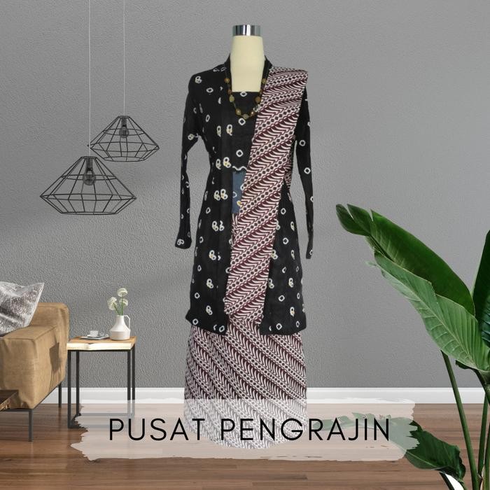 

Set Kebaya Kutubaru Jumputan Panjang - Hitam, S