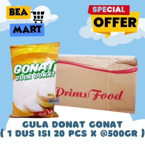 

[ INSTANT ONLY ] Gula Donat GONAT 1 Dus Isi 20 Pcs x 500gr | Topping Gula Tabur Donut Dingin / Gula Mint / Icing Sugar 500 gr gram