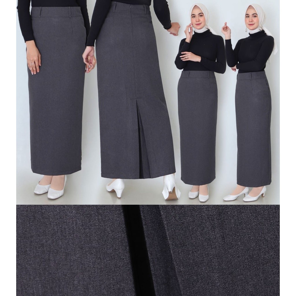 BAROSHOP Rok span rempel Belakang rok kantor hitam