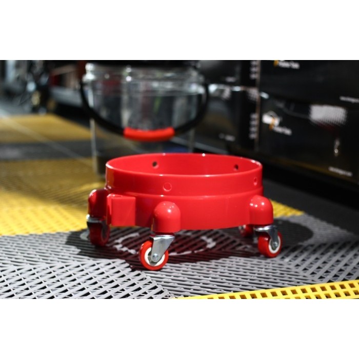 5 Wheel Bucket Dolly with Locking Caster - Merah