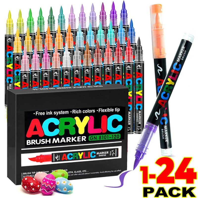 

Acrylic Paint Art Marker Pen Brush Tip Paint Markers DIY Graffiti Drawing Pens For Notebook Diary Writing Painting Stationery