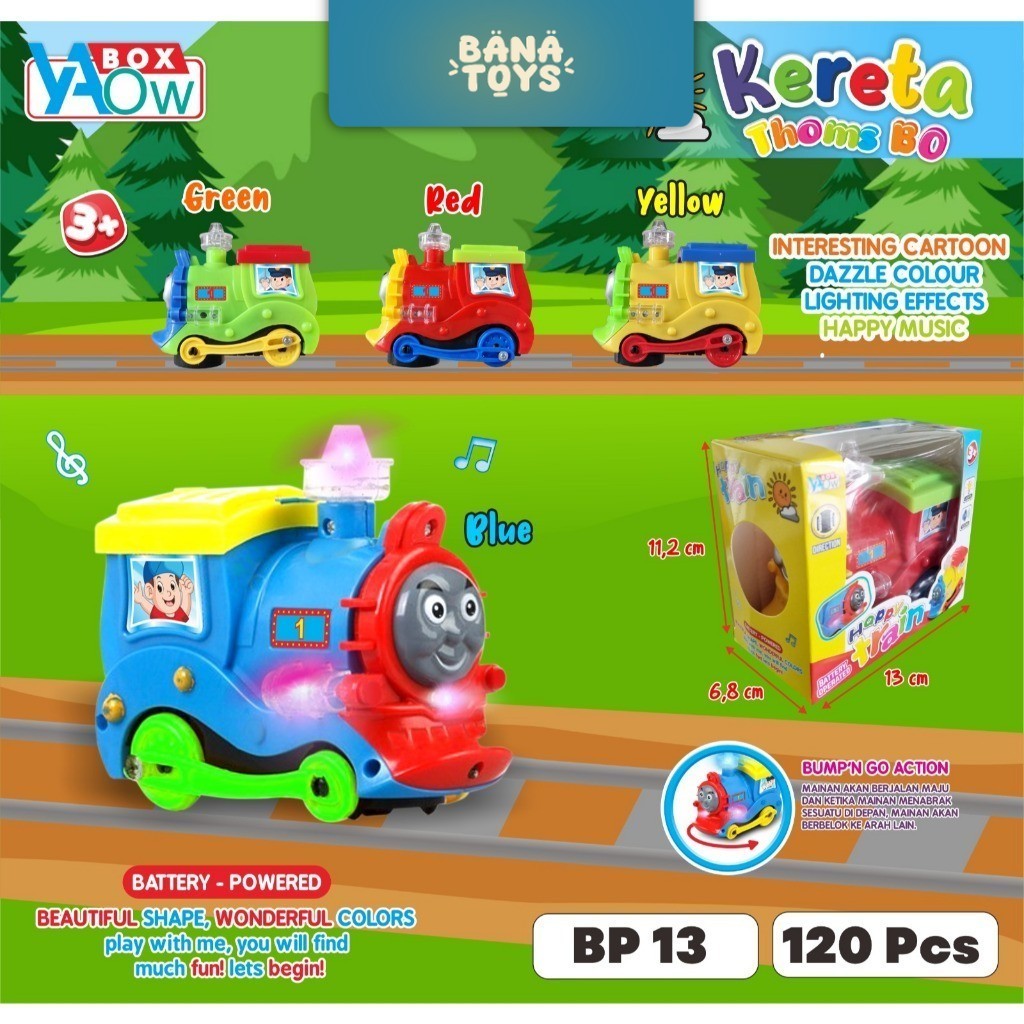 ( Bisa Cod ) MAINAN KERETA API JALAN MAINAN ANAK KERETA THOMAS FUNNY LOCOMOTIVE KERETA THOMAS LAMPU 
