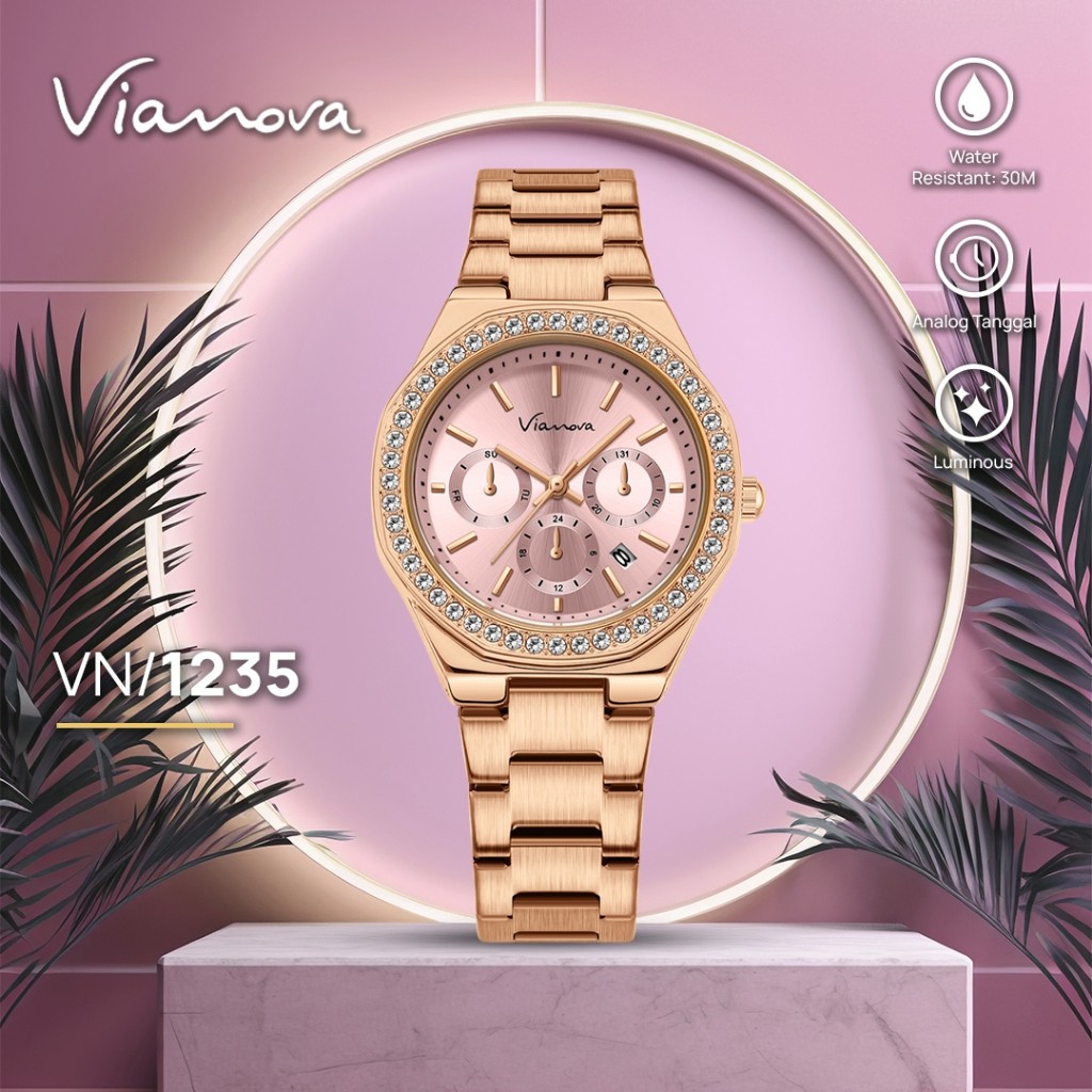 VIANOVA - Jam Tangan Wanita Kecil Original Anti Air 1235 Standard Jepang Jam Tangan Cewek
