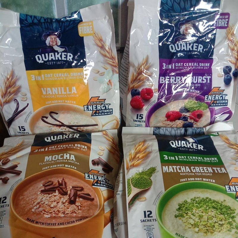 

New QUAKER 3 in 1 Oat Cereal Drink Malaysia isi 12sachet