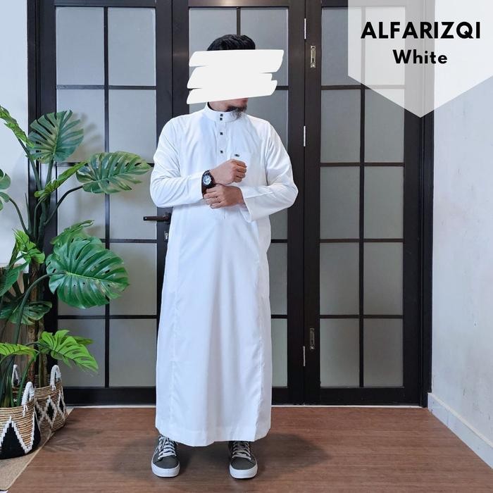 Jubah Alraz premium lengan polos | Gamis Al raz alfarizqi - Putih, size lain dchat