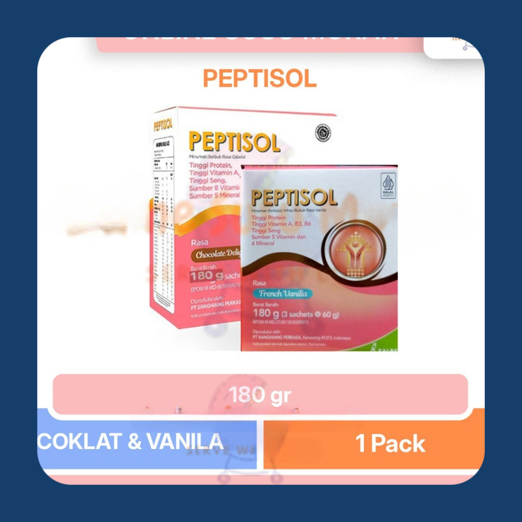 

PEPTISOL VANILA COKLAT 180GR NUTRISI TINGGI PROTEIN RENDAH RESIDU 180 GR SSKD