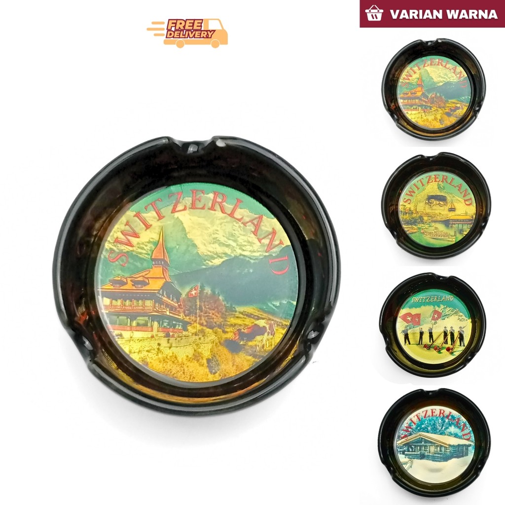 Souvenir asbak keramik oleh oleh switzerland cenderamata Swiss