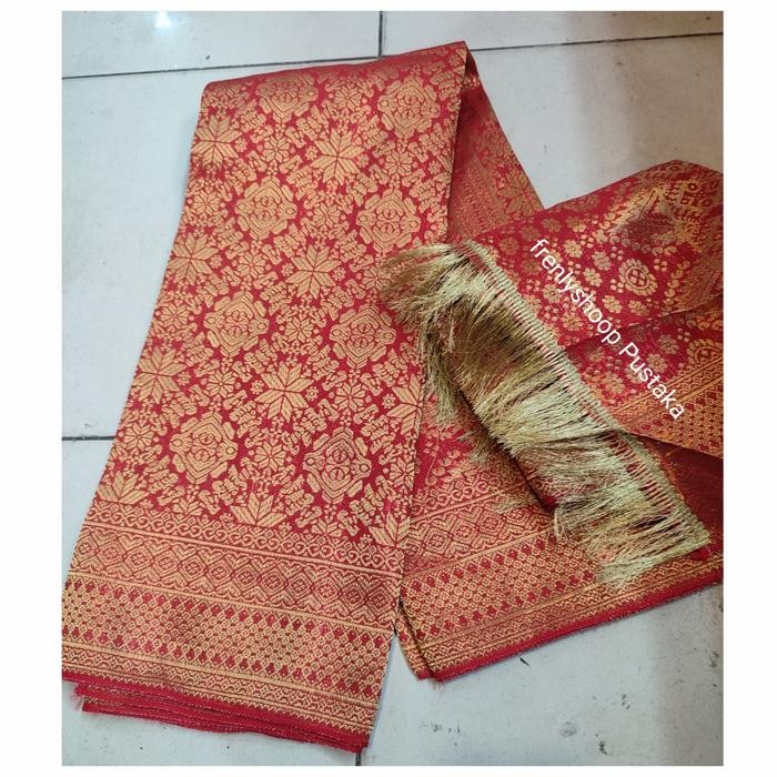 Kain Songket Palembang / Kain rok kebaya/ Kain songket selendang - Merah