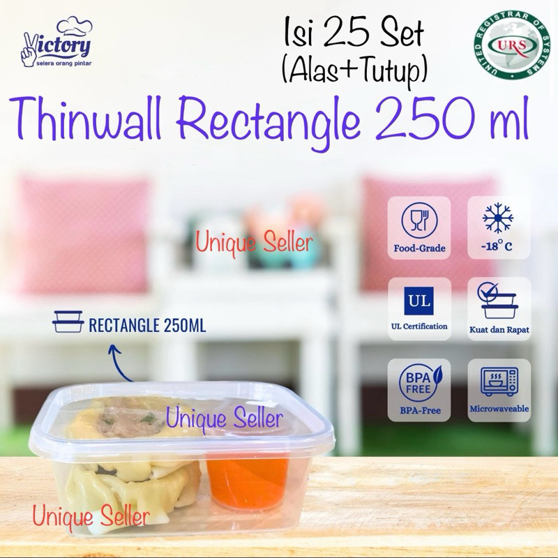 [Isi 25] Thinwall Rectangle Victory 250 ml / Thinwall Persegi Panjang Victory 250ml / Thinwal Rectan