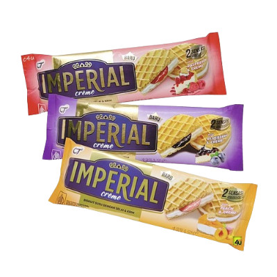 

Imperial cream blueberry / peach biscuit susu krim ROLL kemasan 108 gram - ABO
