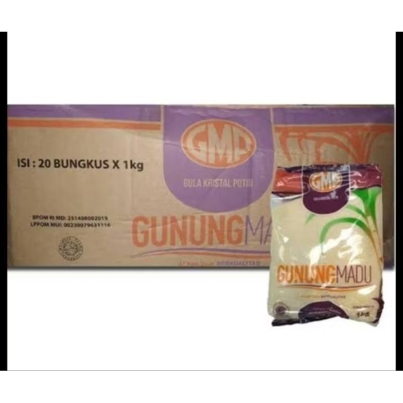 

Gula Pasir Gunung Madu GMP Kemasan 1 Dus isi 20 Bungkus @1kg