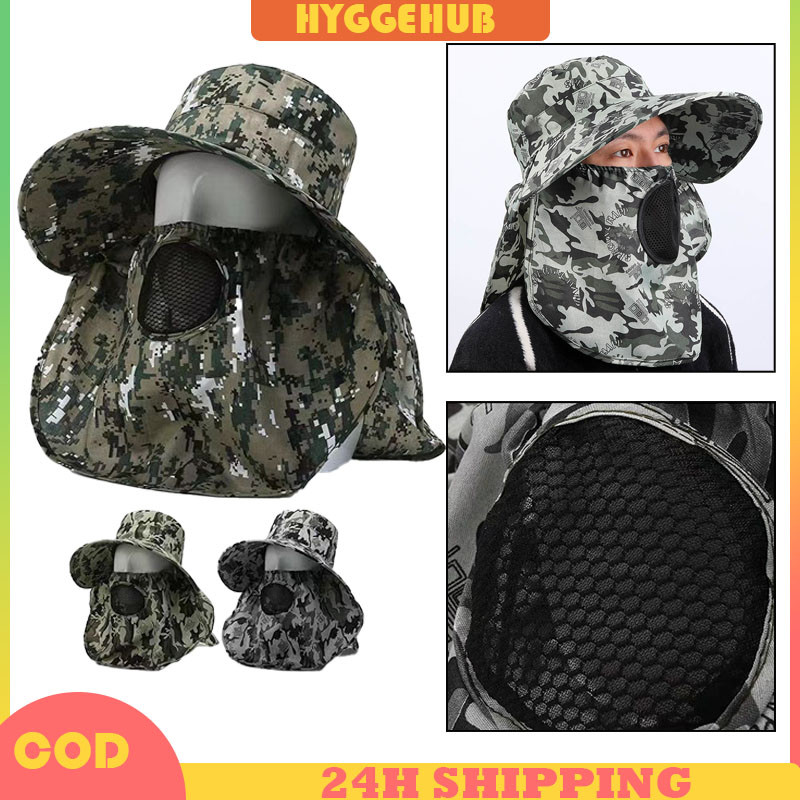 Topi Pantai Pria Import /Topi Visor Cadar pria Anti UV Lebar/Topi Masker Army /Topi Pantai Cadar