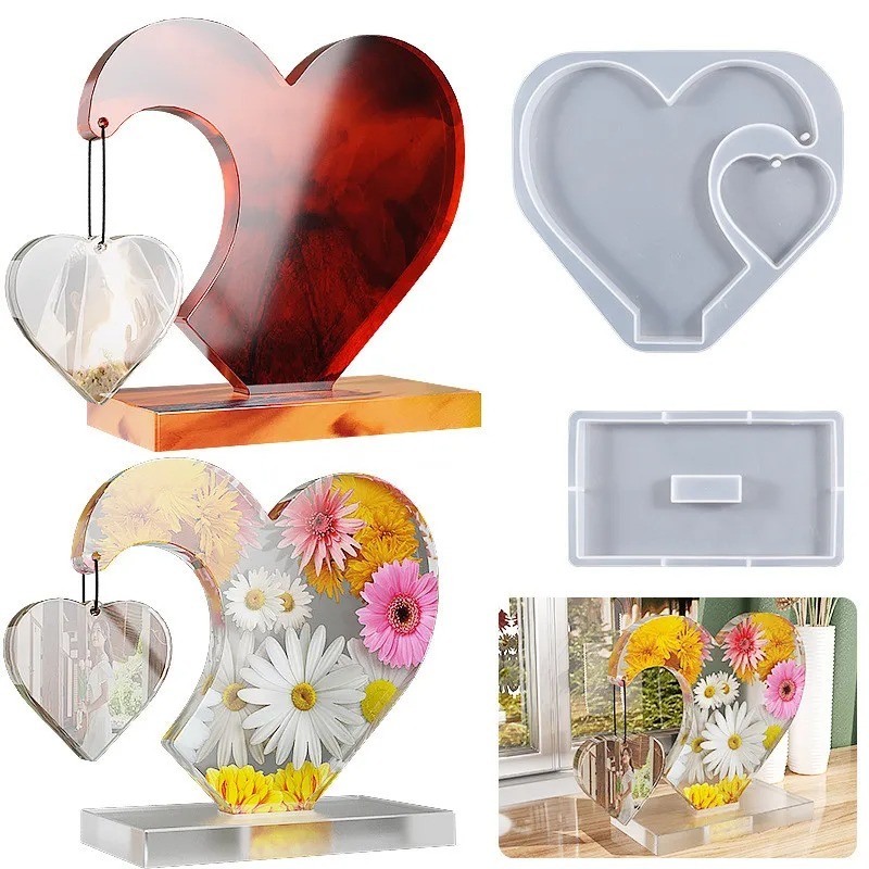 

Love Heart Picture Frame Pendulum Pedestal Base Silicone Mold DIY Crystal Epoxy Resin Mold