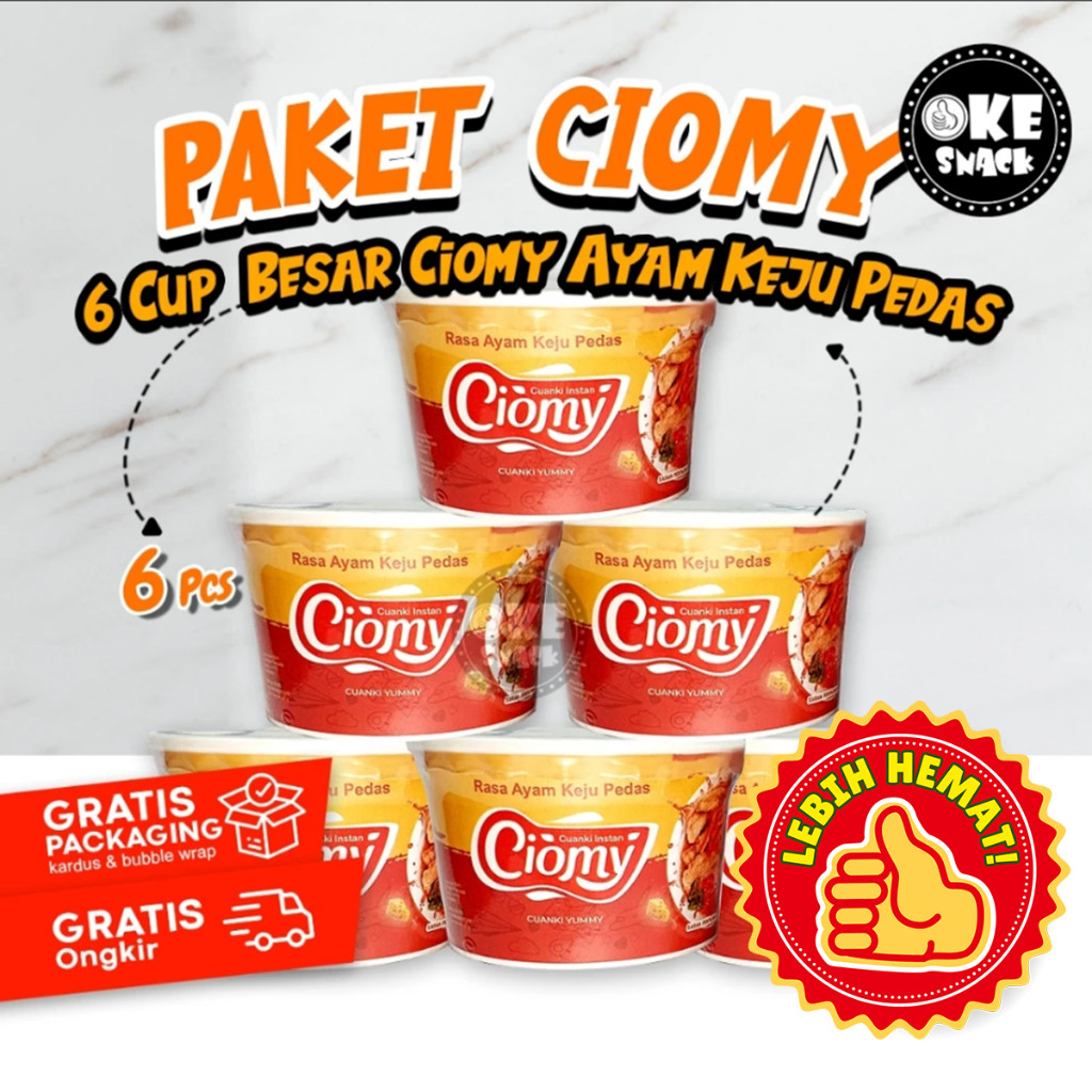 

Paket Hemat Ciomy Cuanki Cup Besar Ayam Keju Pedas Set Isi 6 Pcs
