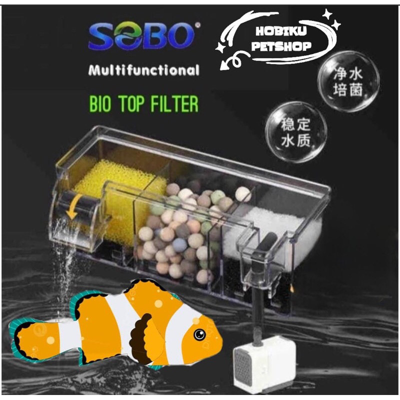 TOFA.ID BOX FILTER AKUARIUM LENGKAP DENGAN MESIN DAN MEDIA FILTER BIO TOP FILTER AQUARIUM AMARA / SO
