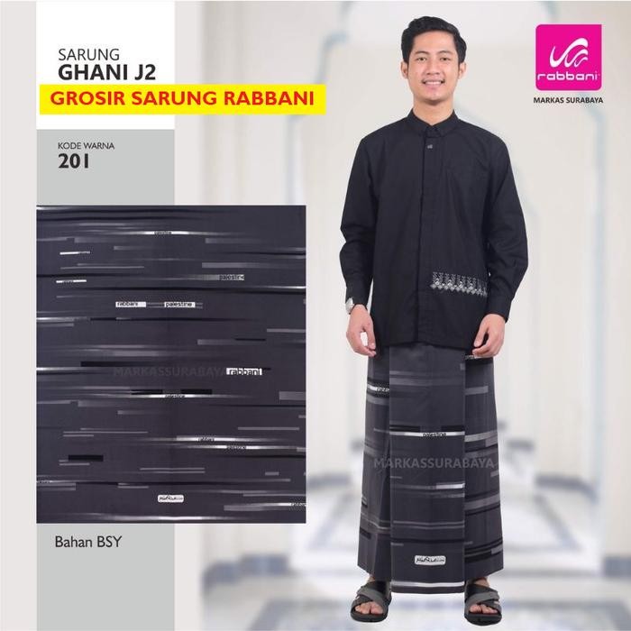 Rabbani Sarung Palestina Ghani J2 Hitam Abu Motif Palestine Terbaru - Abu