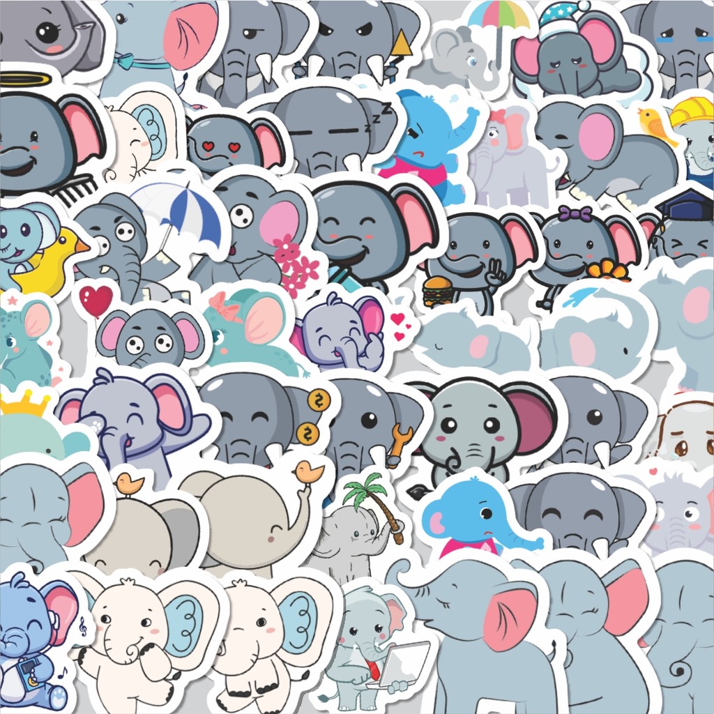 

Stiker Cutting Pack Sticker Hewan Gajah Isi 100Pcs Series Aesthetic Lucu Keren Untuk Koper Bahan Vynil
