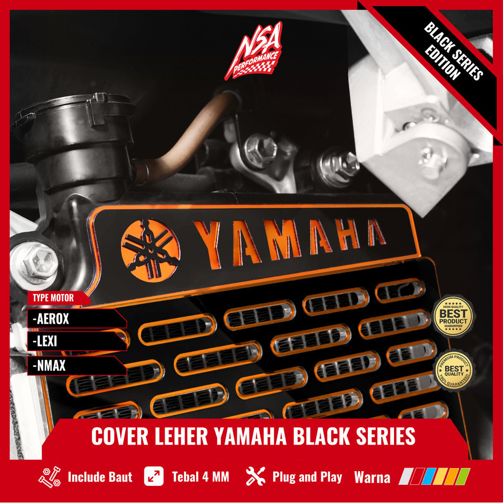 NSA GARNISH COVER LEHER RADIATOR YAMAHA Black Series (NMAX AEROX LEXI) Cover Leher Radiator Yamaha A