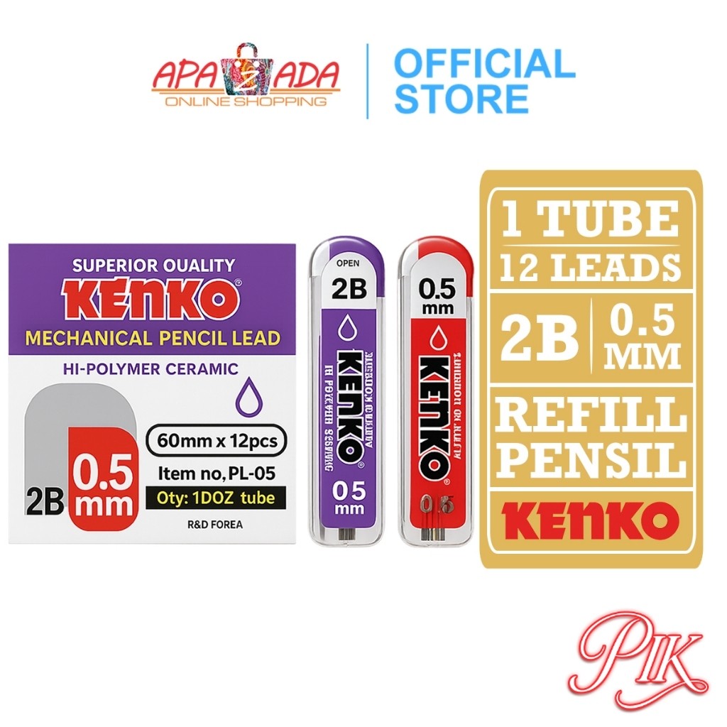 

Isi Ulang Pensil Mekanik Kenko 0.5mm 2B [1 Tube - 12 Leads] / Refill Pensil PL-05