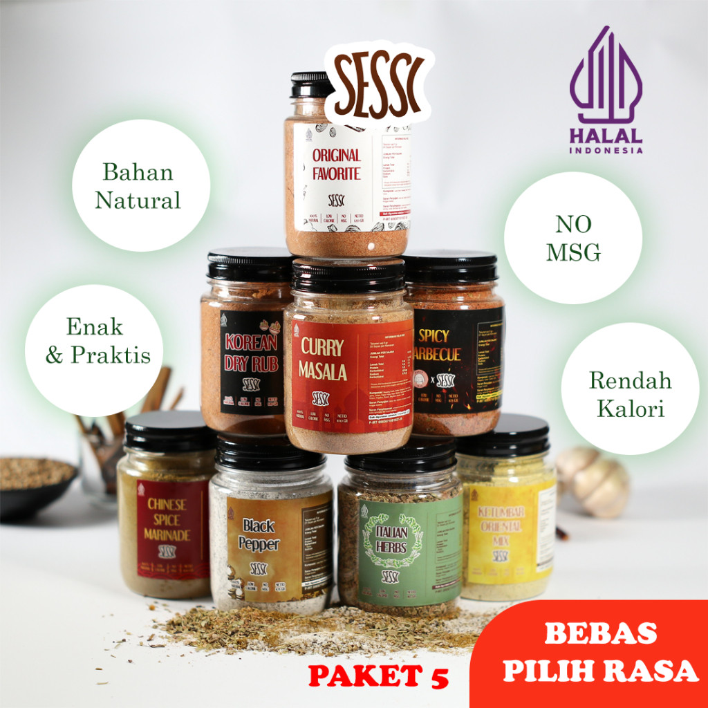 

sale5pcs Bumbu Marinasi Sessi Paket 5pcs (Bebas Pilih Rasa)terlaris