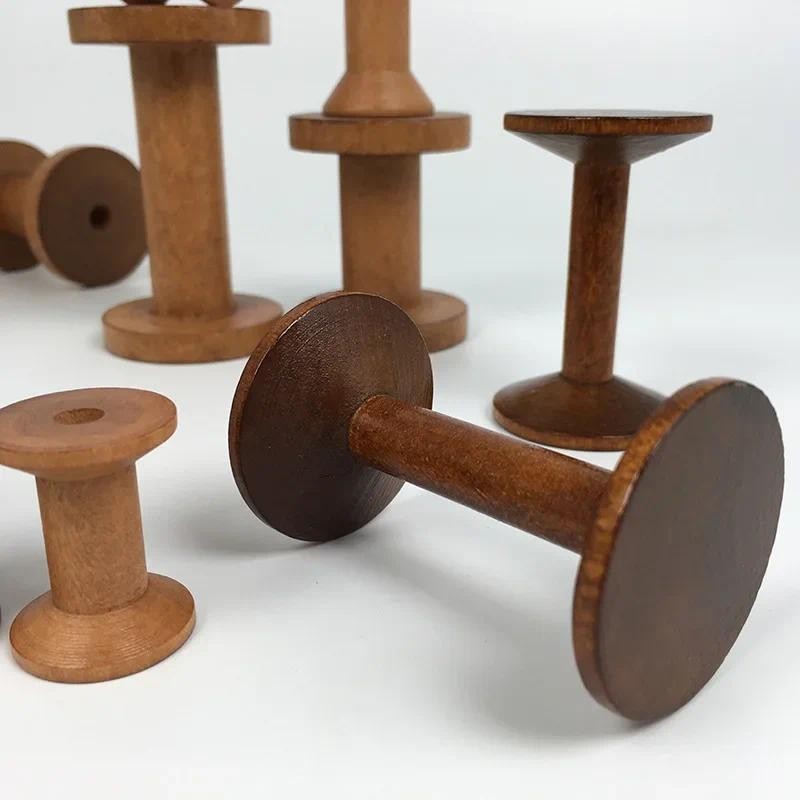 

1Pc Vintage Wooden Spools DIY Reels Organizer for Sewing Ribbons Twine Wood Crafts Tools Thread Wire Spool Needlework Supplies