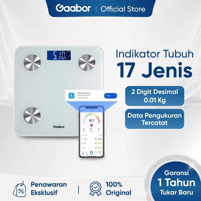 Gaabor Smart Digital Fat Scale Layar LED Timbangan Garansi