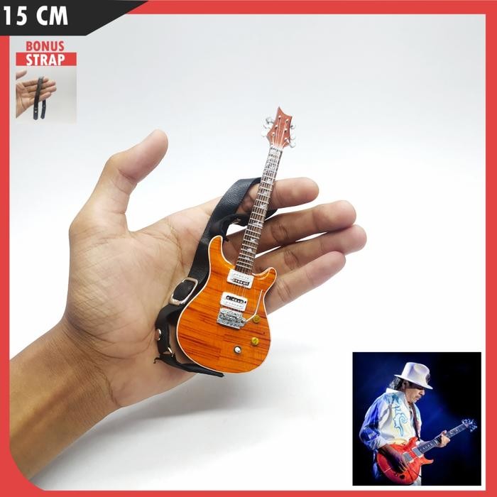 miniatur gitar prs Carlos Santana bonus strap dan stand miniatur