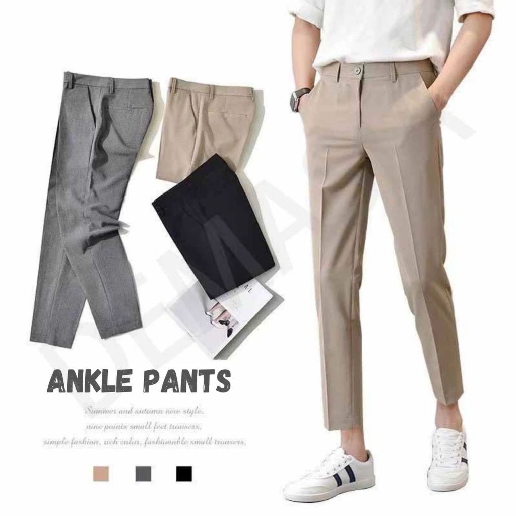 Celana Ankle Pants Pria Clana Formal Kantor Slimfit Korea Celana Bahan Pria Celana Angkle Pants Pria