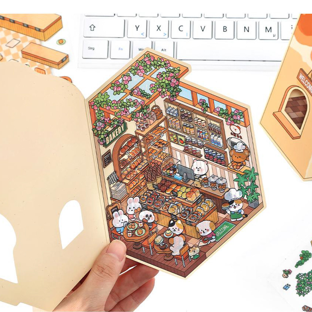 

Mr. Paper 2Style 6Pcs/bag Cartoon Food House Stereoscopic Foldable Landscaping Stickers Kawaii Kids Stickers Entertainment