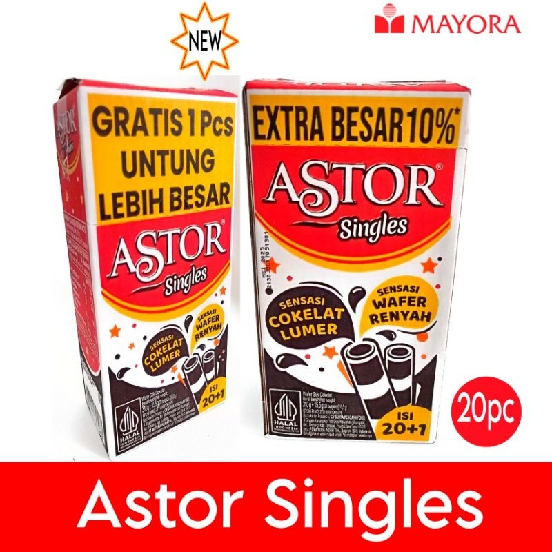 

Astor Singles Wafer Stik isi 20 pcs - Wafer Renyah Cokelat