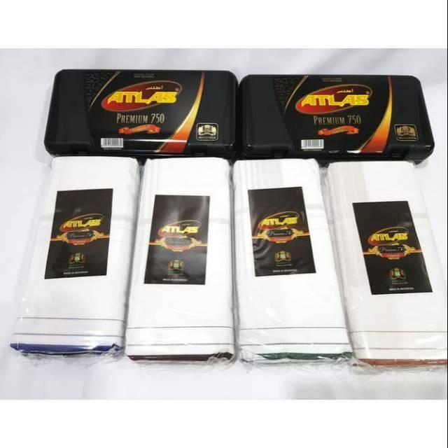 sarung putih polos atlas premium 750 - PUTIH POLOS