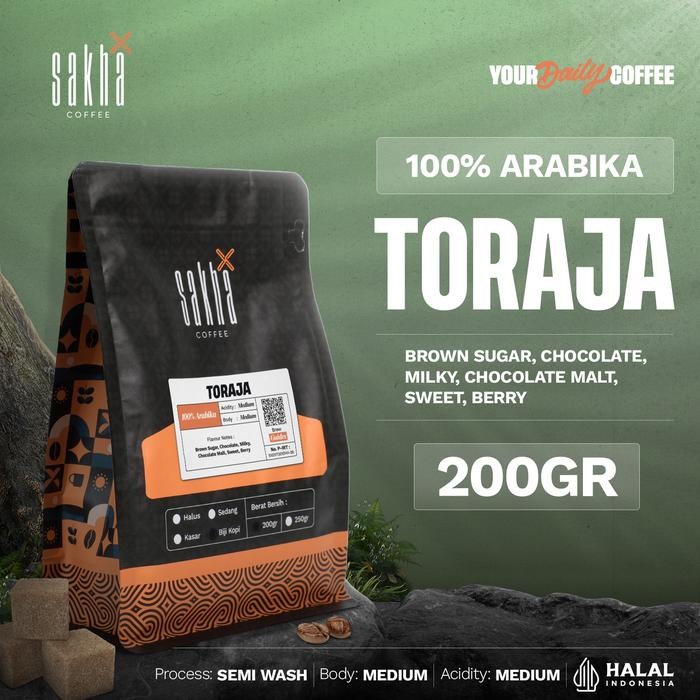 

Biji Kopi Bubuk Arabika Toraja Arabica Coffee Roast Bean Sakha 200Gram - Biji Kopi