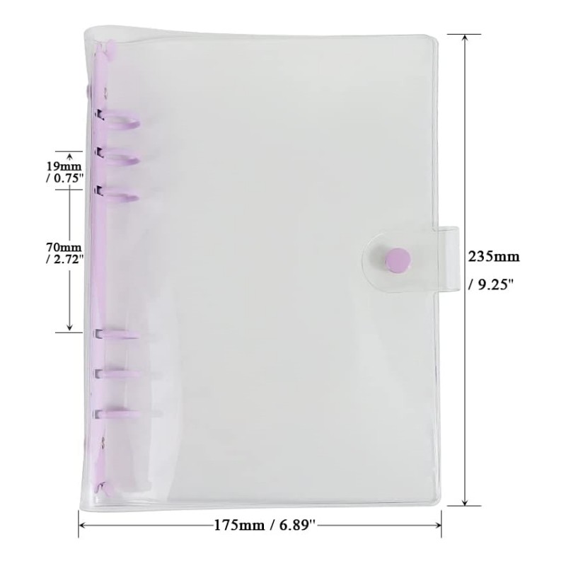 

A5 A6 Clear Binder Cover Loose-Leaf Notebook Cover 6 Ring Binders Snap Closure Memo Shell File Folders Album Binders Organizer