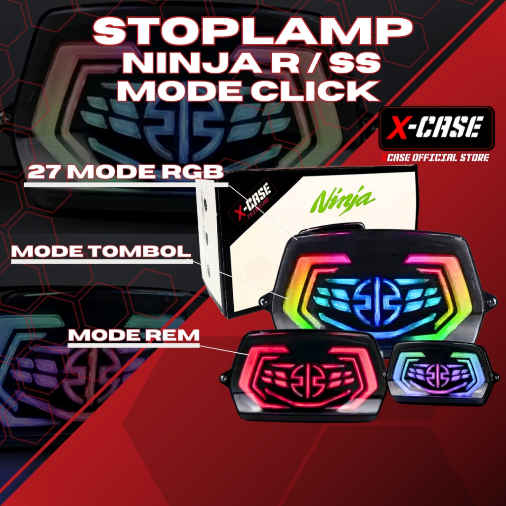 X-Case Lampu Stop Ninja R SS RGB Mode Click 27 Mode Click Manual WD180 Win Variasi
