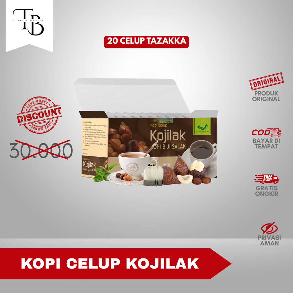

KOPI KOJILAK – isi 20 sachet | kopi biji salak tanpa kafein, bantu jaga stamina & tubuh tetap segar original Tazakka 100%
