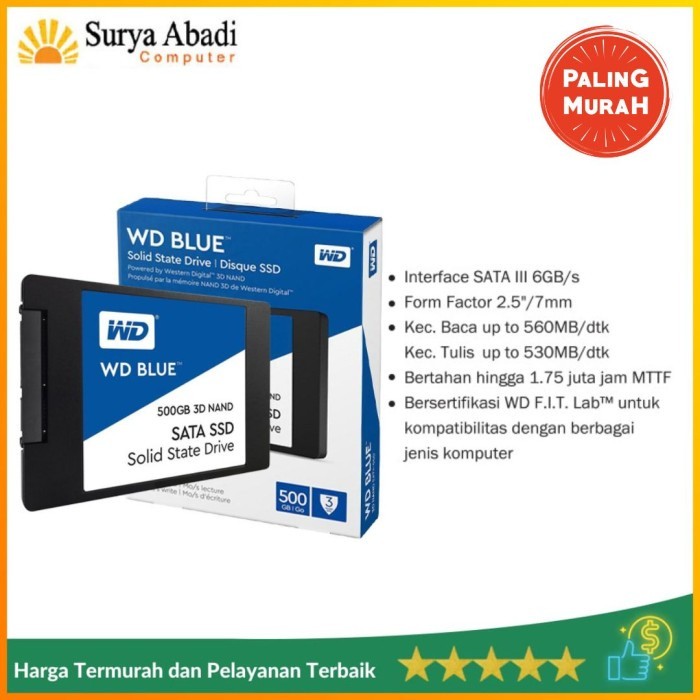 SSD WD BLUE 500GB GARANSI 3 TAHUN WDS500G1B0A