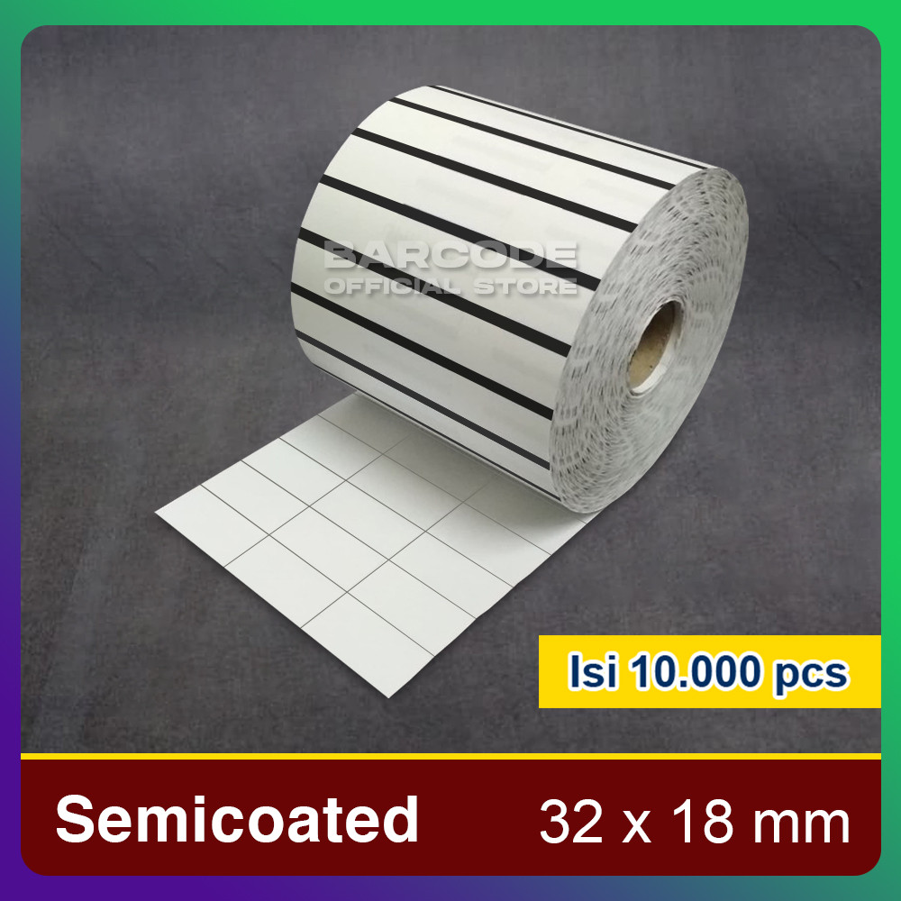 

Kertas Sticker Label Printer Barcode 32 x 18 mm 3 Line Semicoated