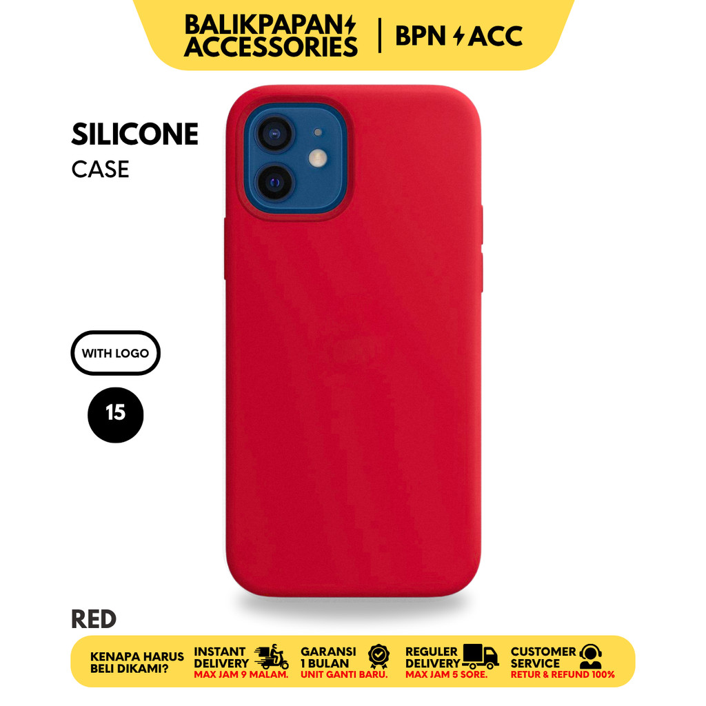 Silicone Case iPhone Full Cover 15 Red- BALIKPAPAN ACC