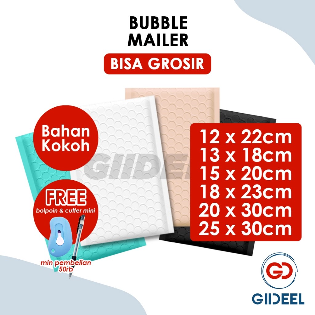 

GIIDEEL PLASTIK PACKING BUBBLE MAILER ANTI PECAH ANTI RIBET 12X22 15x20 13X18 18X23 25X30