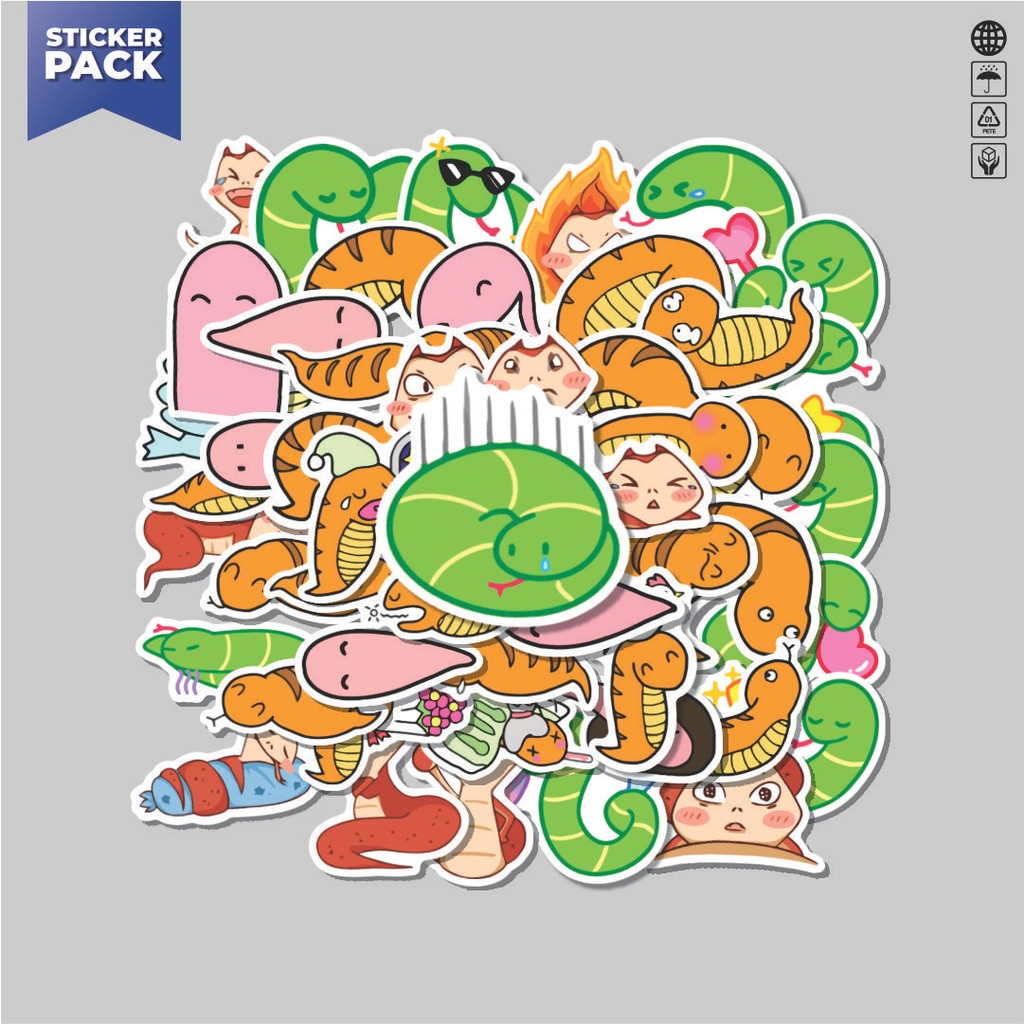 

[100PCS]Stiker Pack Stiker Hewan Ular Aesthetic Vinyl Anti Air Dekorasi Sticker Laptop Buku Journal Koper Helm Casing HP Gitar Helm Skateboard
