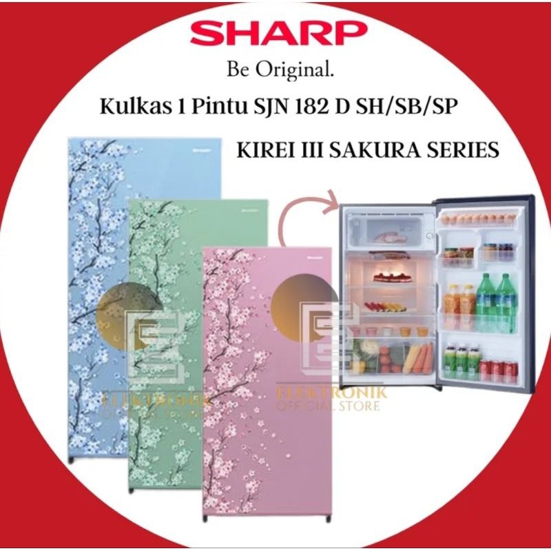 Sharp SJ N 182 D SH / Sakura Green Kulkas Lemari Es 1 Pintu 166 Liter / SJN182DSH