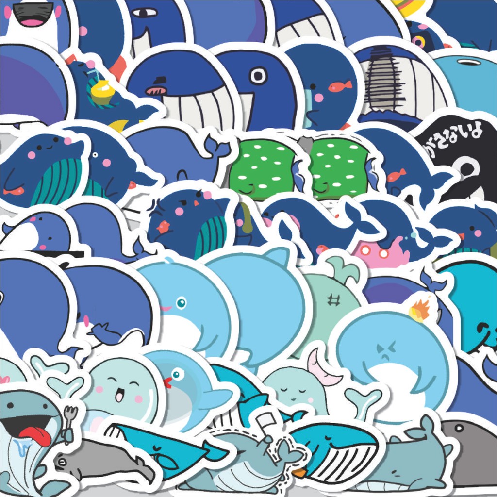

Stiker Cutting Pack Stiker Hewan Ikan Paus Isi 100Pcs Series Aesthetic Lucu Keren Untuk Koper Bahan Vynil