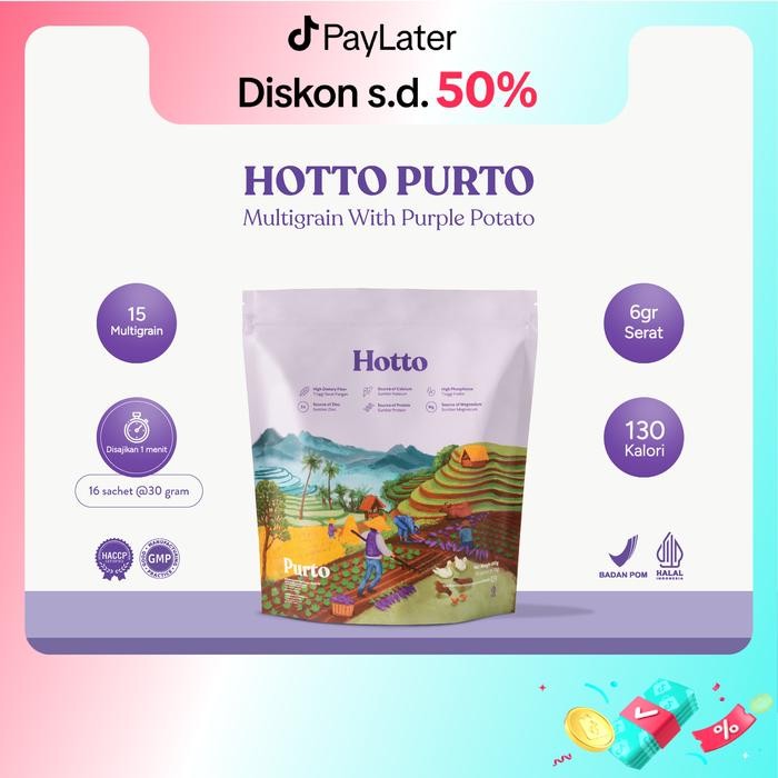 

HOTTO PURTO 1 POUCH 16 SACHET | Superfood Multigrain Purple Potato Oat Terlaris