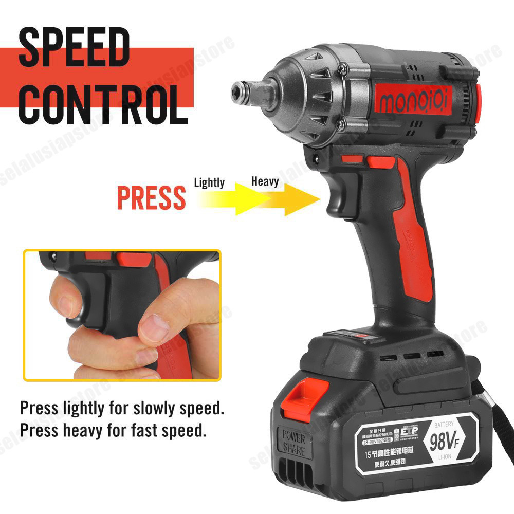 bor cas 1 baterai  IMPACT WRENCH 98V Pembuka baut truck mobil cordless impact 98vf uchiha Bor Cordle