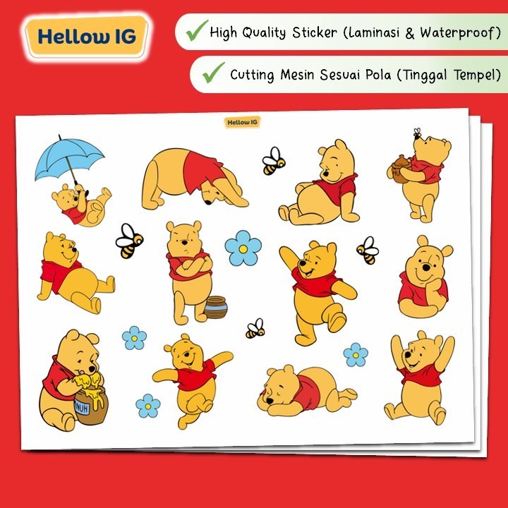 STICKER PACK WINNIE THE POOH | STIKER POOH DISNEY WATERPROOF BOTOL LAPTOP KOPER HELM