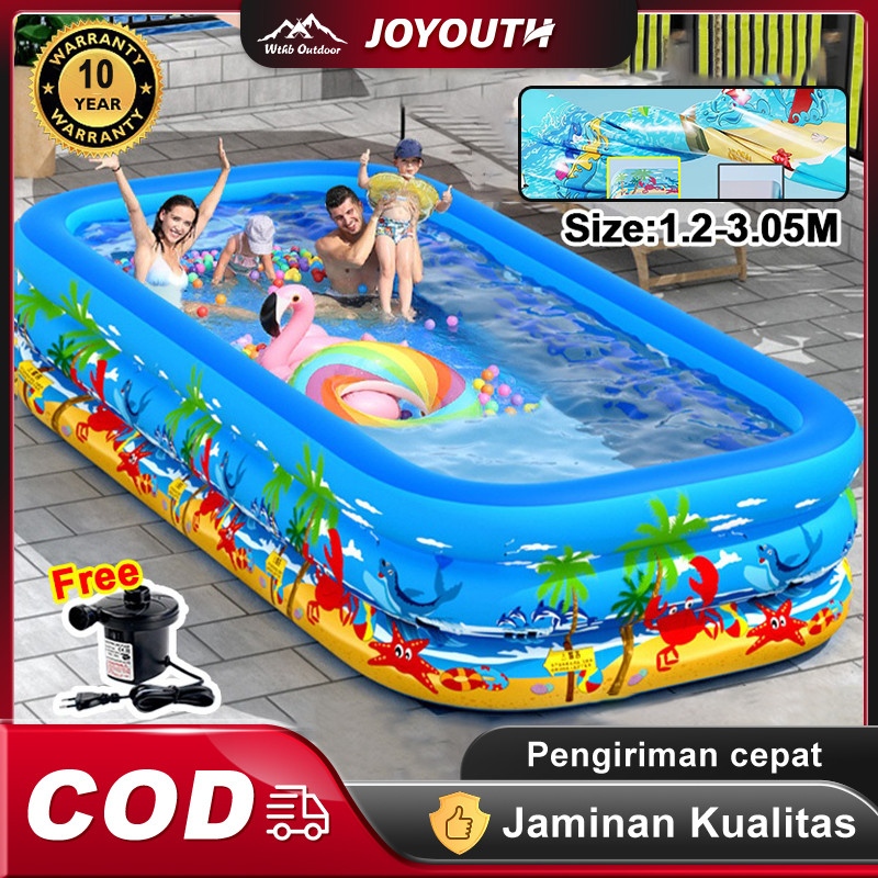 Joy Kolam Renang Anak Jumbo 3 Rings Kolam Renang Anak Dengan Pola 3M Kolam Renang Keluarga Tiup