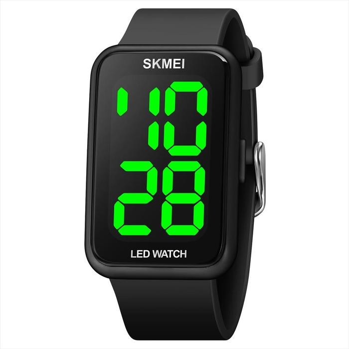 Jam Tangan Pria LED Digital SKMEI 1873 rubber Water resist 3 atm Kaca - Hitam