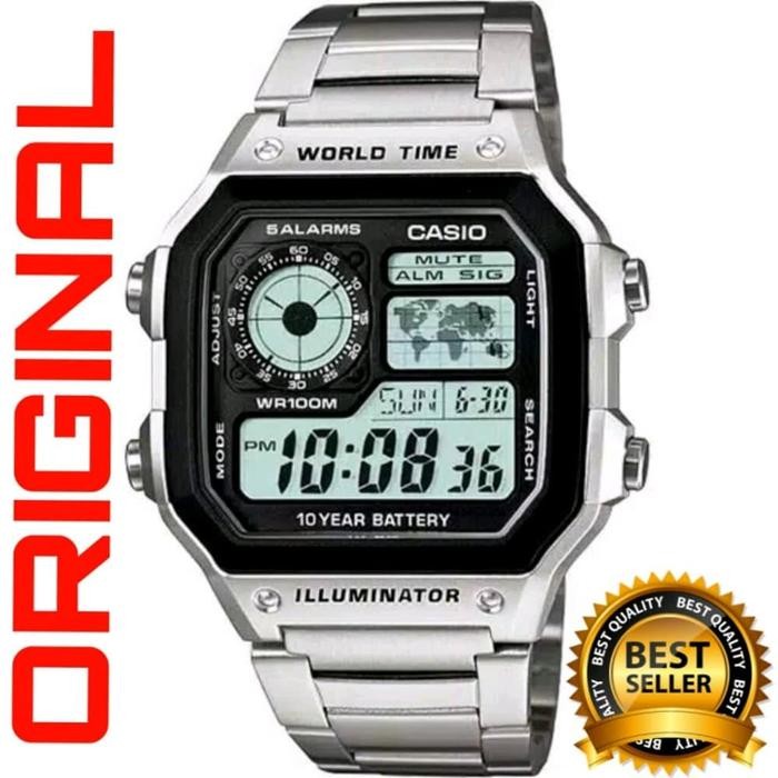 Jam Tangan Casio Original Pria - Digital Stainless Silver